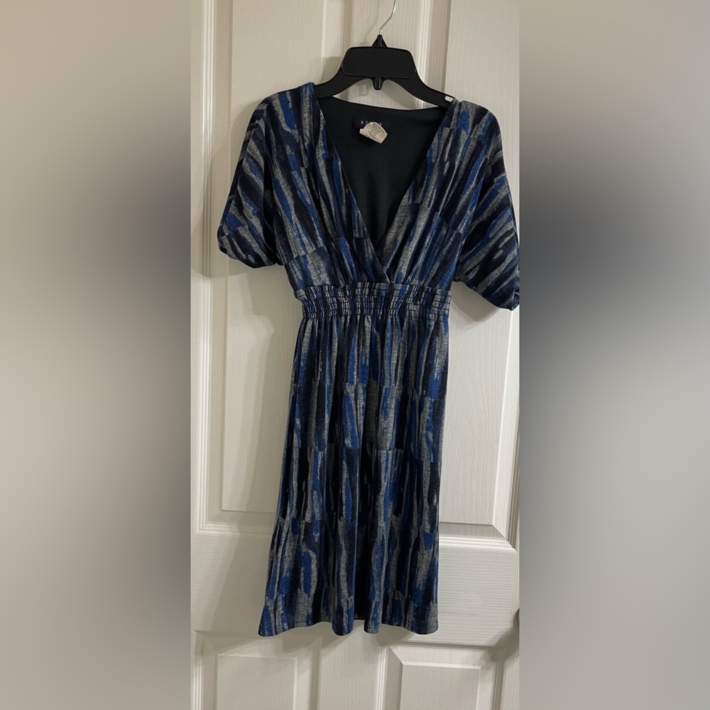 B Darlin Blue and Black Midi Dress